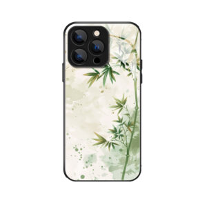 Elegante iPhone 13 Pro Max Hülle mit inspirierendem Bambus-Motiv