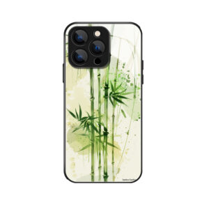 iPhone 15 Pro Hülle: Grüner Bambus auf Wasserfarbhintergrund