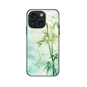Ästhetische Glashülle für iPhone 14 Plus im Bambus-Aquarell