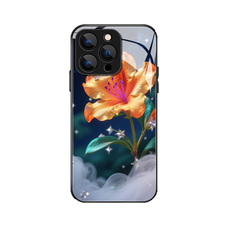 Traumhafte Eleganz: iPhone 13 Pro Hülle mit dem magischen Design einer strahlenden Rhododendronblüte