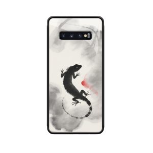 Kreative Eleganz: Galaxy S10 Hülle mit Eidechsen-Wasserfarbenkunst