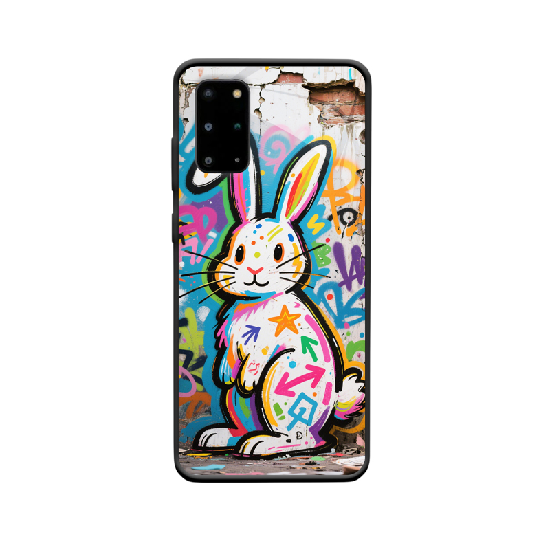 Street Art trifft Schutz: Das rebellische Kaninchen Galaxy S20+ Hülle