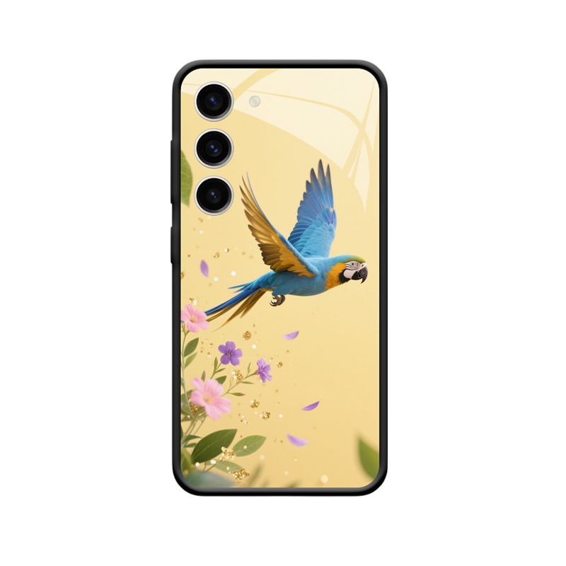 Elegante Galaxy S23 Plus Hülle mit fliegendem Papagei