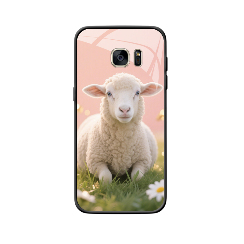 Galaxy S7 Edge Hülle mit friedlichem Schaf und Blumenwiese