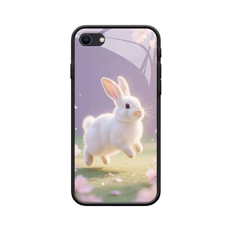 Spritziger Frühlingszauber - iPhone SE (2020) Hülle mit Glücksbringer Kaninchen