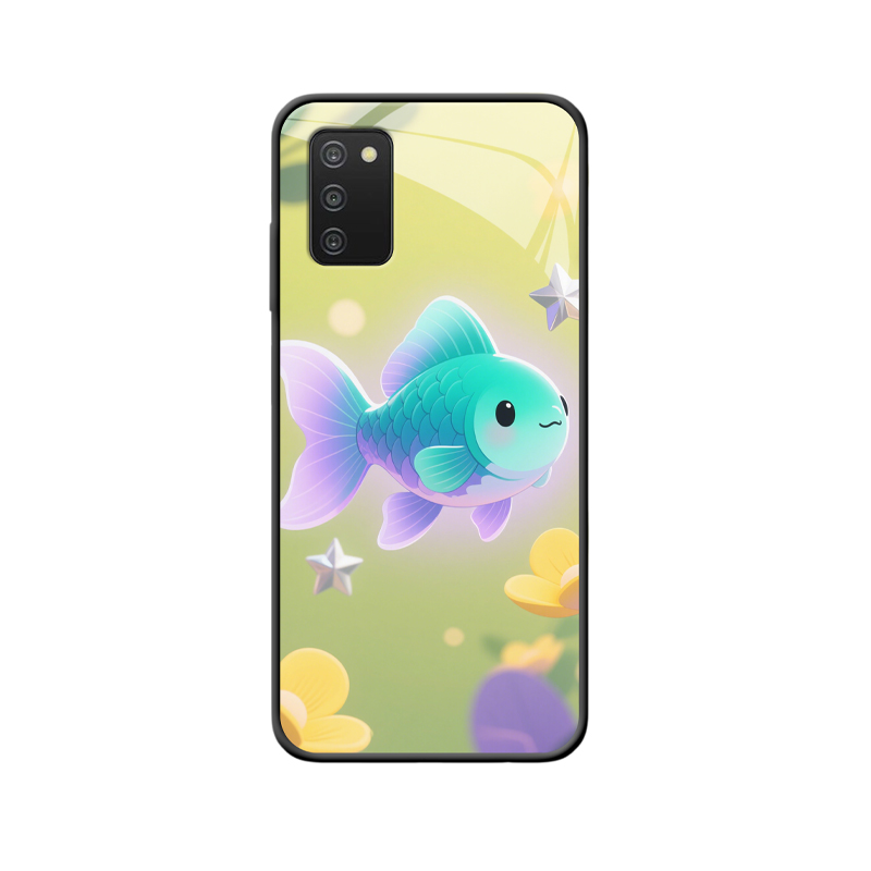 Galaxy A03s Hülle: Verträumte Goldfische im sanften Grün