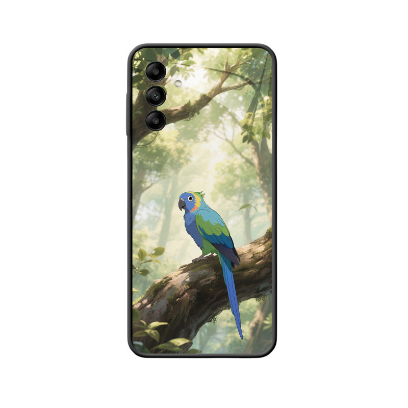 Farbenspiel der Natur – Galaxy A04s Hülle mit Papageienstil