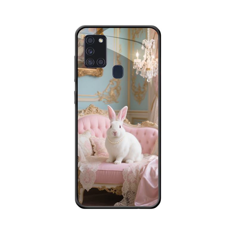 Elegante Galaxy A21s Hülle mit traditionellem weißen Kaninchen