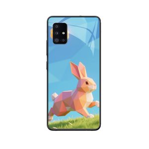 Modern & Glücklich: Galaxy A51 5G Hülle mit Low-Poly-Kaninchen