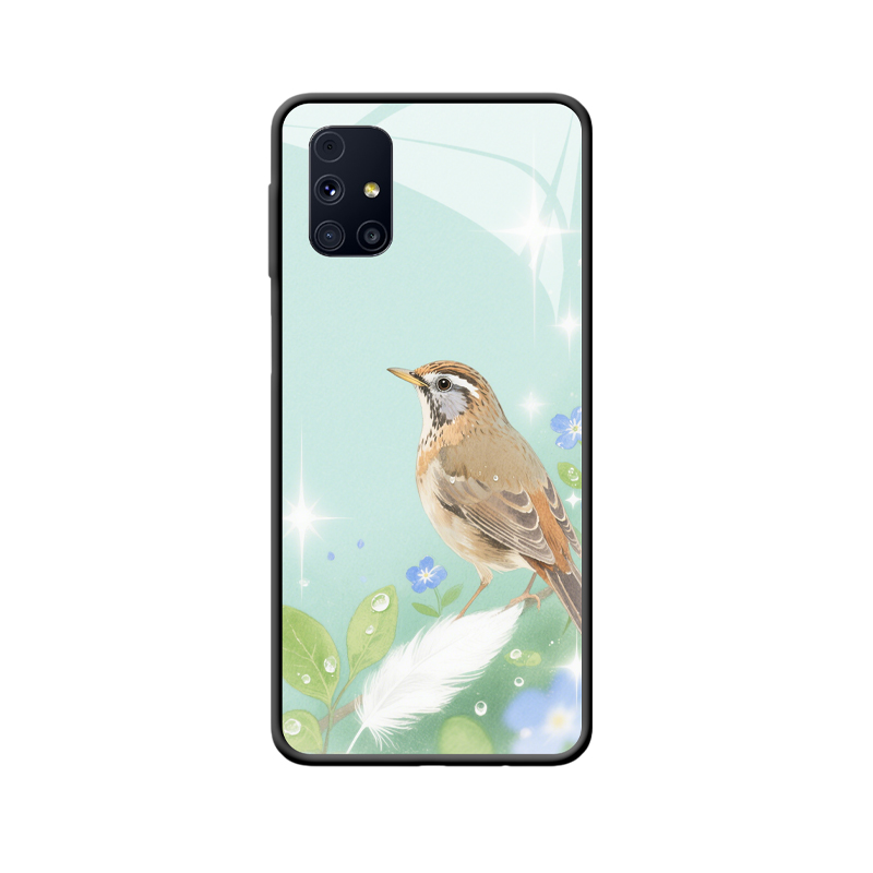 Galaxy M31s Hülle mit Drossel & blauer Blüte