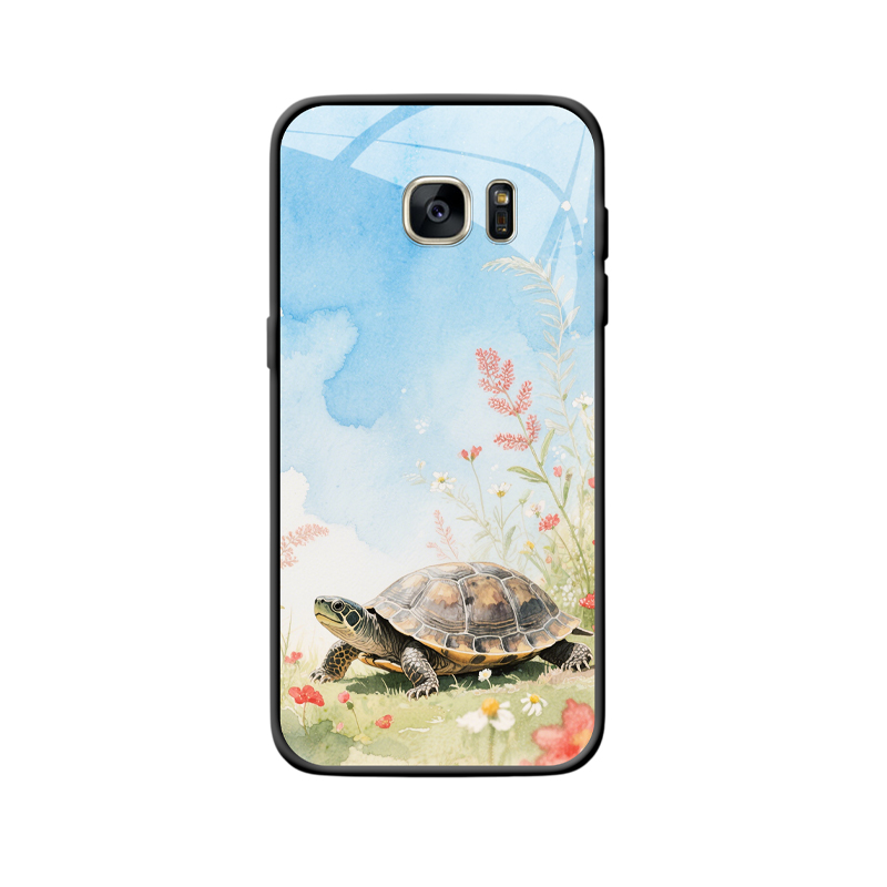 Galaxy S7 Edge Hülle: Entspannung mit der Schildkröte im blumigen Paradies