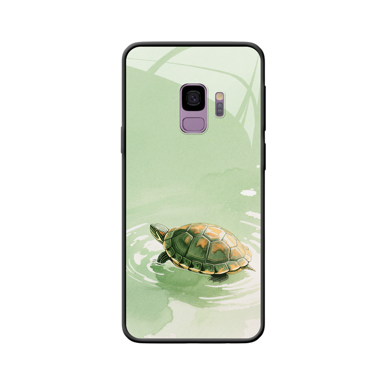 Galaxy S9 Hülle: Die gelassene Wasserspiegelung der Schildkröte im sanften Grün