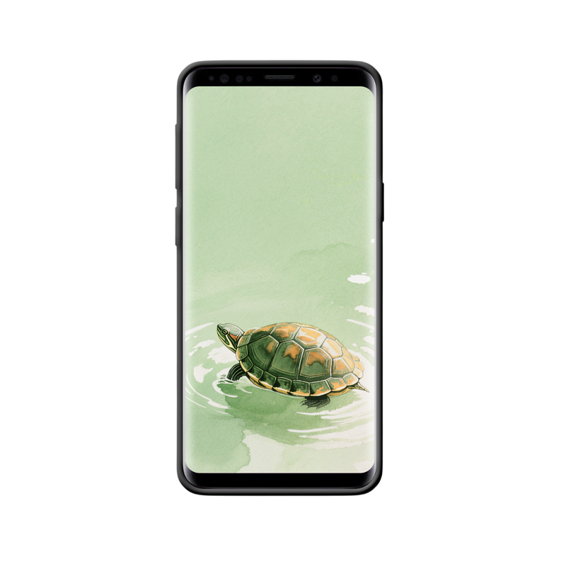 Galaxy S9 Hülle: Die gelassene Wasserspiegelung der Schildkröte im sanften Grün – Bild 2