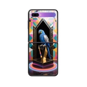 Galaxy Z Flip Hülle: Papagei in Neonlicht - Kunstvoll und Modern