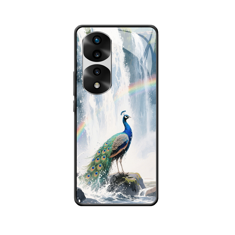 HONOR 70 Pro+ Hülle: Pfau am Wasserfall - Ein Regenbogenmärchen