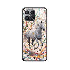 Honor X8 Hülle: Weißes Pferd im Farbrausch