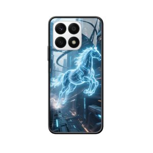 Honor X8A Hülle: Weiße Pferd im Cyberpunk Tanz