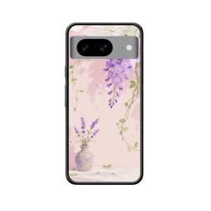 Pixel 8 Hülle: Zauberhafte Glyzinien an der rosa Mauer
