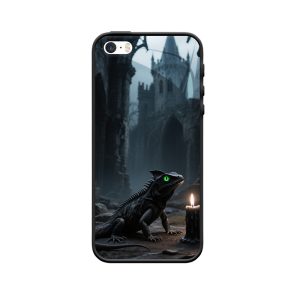 iPhone SE (2016) Hülle mit schwarzer Eidechse – Schutz und mystische Kraft
