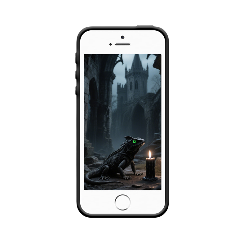 iPhone SE (2016) Hülle mit schwarzer Eidechse – Schutz und mystische Kraft – Bild 2