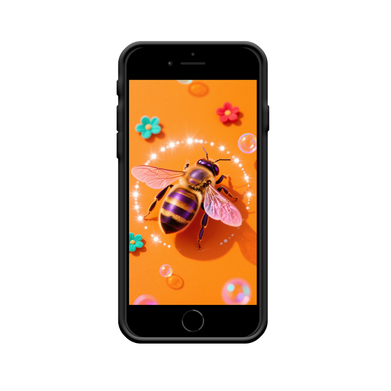 iPhone SE (2020) Hülle mit bunter Biene – Glück und Harmonie – Bild 2