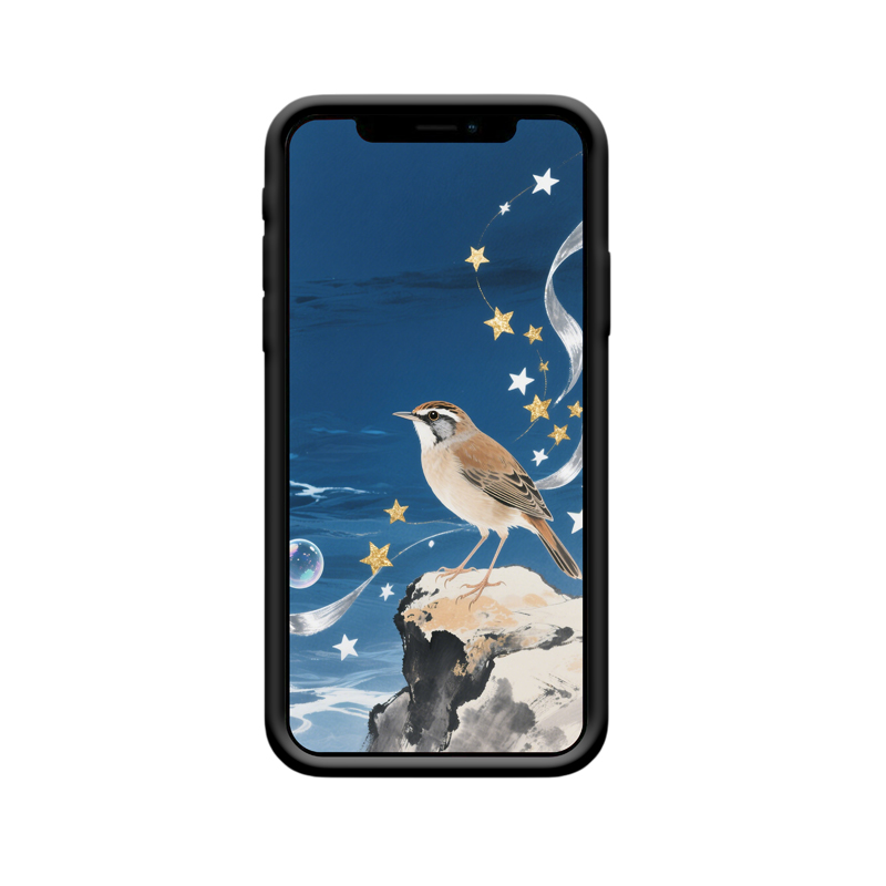 iPhone X Hülle mit Aquarell-Drossel – Magie trifft Eleganz – Bild 2
