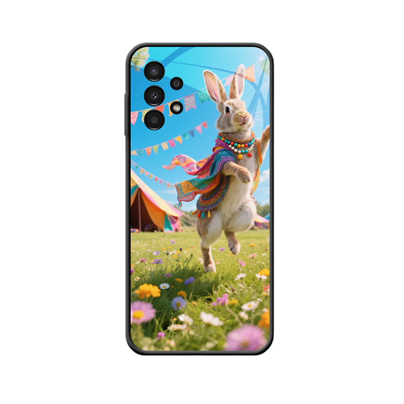 Festlicher Tanz: Lebhafte Hasen in Galaxy A13 Hülle