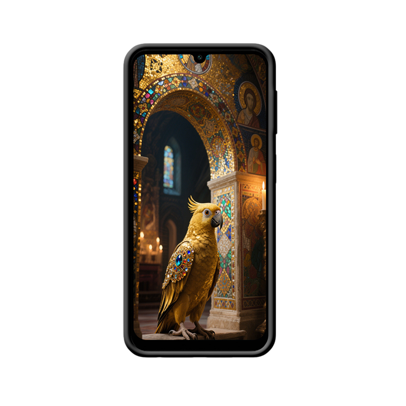 Heiliger Glanz: Goldener Papagei und die Galaxy A24 Hülle im Wunder – Bild 2