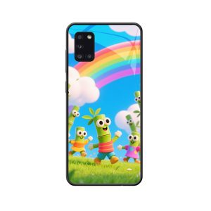 Bambus Cartoon & Galaxy A31 Hülle – Regenbogen der kindlichen Unschuld