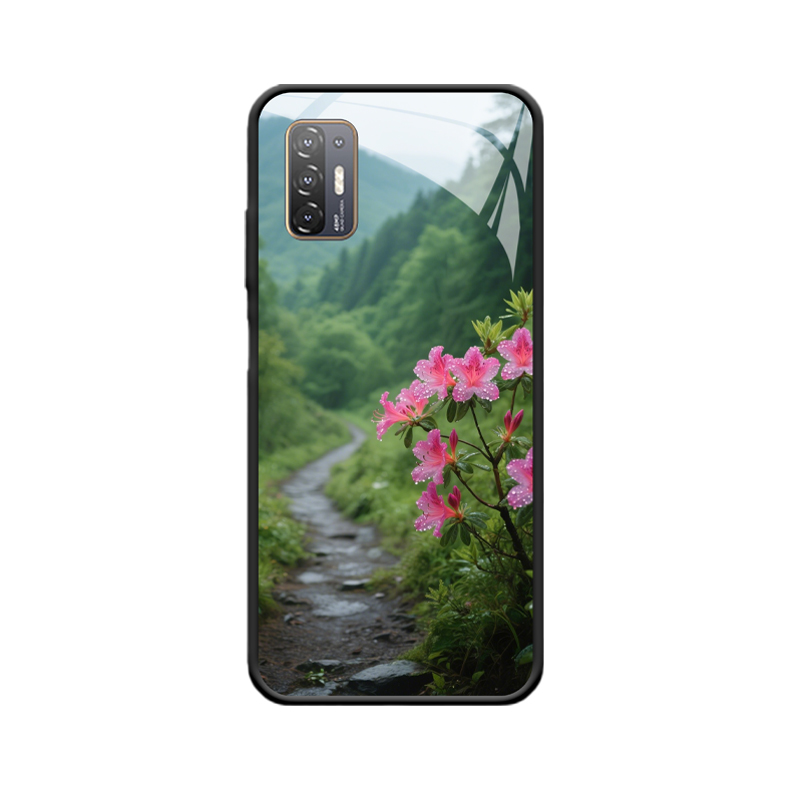 Azaleenblüten im nieseligen Wald erleuchten die HTC Desire 21 Pro Hülle