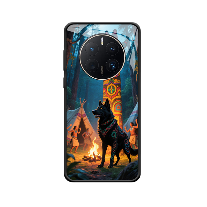 Geheimnisvolle Wächter: HUAWEI Mate 50 Pro Hülle mit mystischem Schwarzem Hund