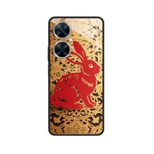 Rote Glücksbringer-Hülle für Huawei Nova 11i: Traditionelles Kaninchen-Design