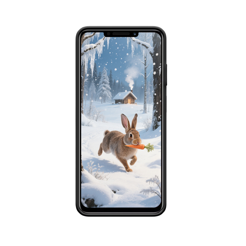 Winterabenteuer des Hasen: Huawei Nova Y91 Hülle im verschneiten Design – Bild 2