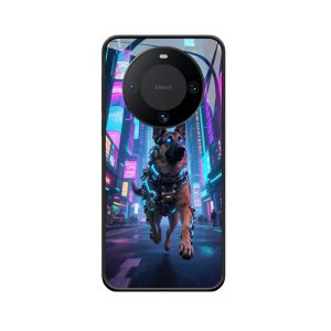 Zukunftsstarker Wächter: Huawei Mate 60 Hülle mit cyberpunk Deutschem Schäferhund