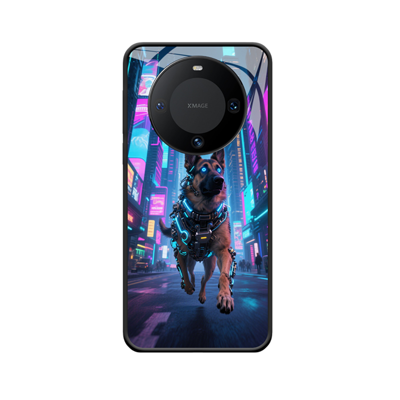 Zukunftsstarker Wächter: Huawei Mate 60 Hülle mit cyberpunk Deutschem Schäferhund
