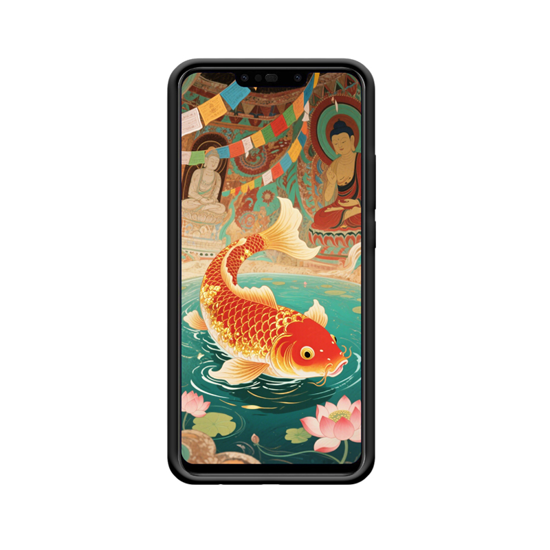 Zen-Ästhetik: Huawei P Smart Plus (2018) Hülle mit Koi-Karpfen – Bild 2
