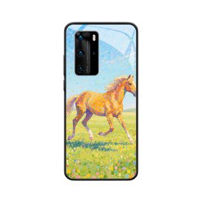Farbenfrohe Freiheit: Huawei P40 Pro Hülle mit galoppierendem Pferd