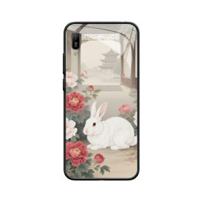 Eleganz der Tradition: Huawei Y6 (2019) Hülle mit dem weißen Hasen