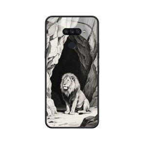 LG K50s Hülle und der majestätische Löwe vor der Höhle