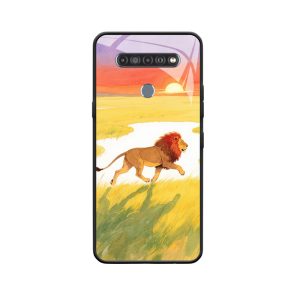 LG K51s Hülle und der freie Löwe im Sonnenuntergang