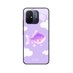 Redmi 12C Hülle mit Goldfisch - Zauberhaftes Lila im Wolkenmeer