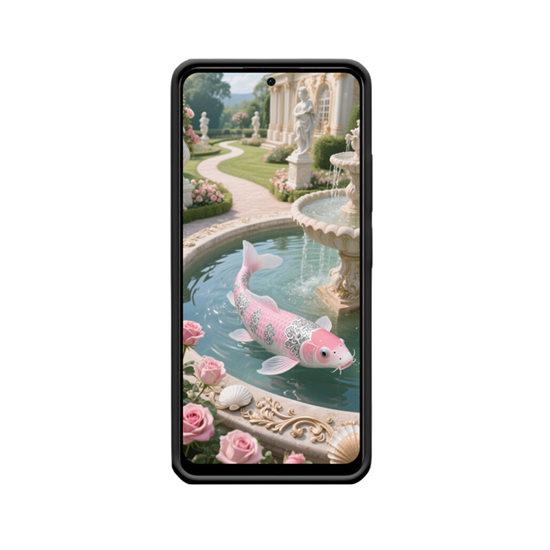 Redmi Note 12 5G Hülle mit Koi - Elegante Karpfenmärchen im europäischen Garten – Bild 2