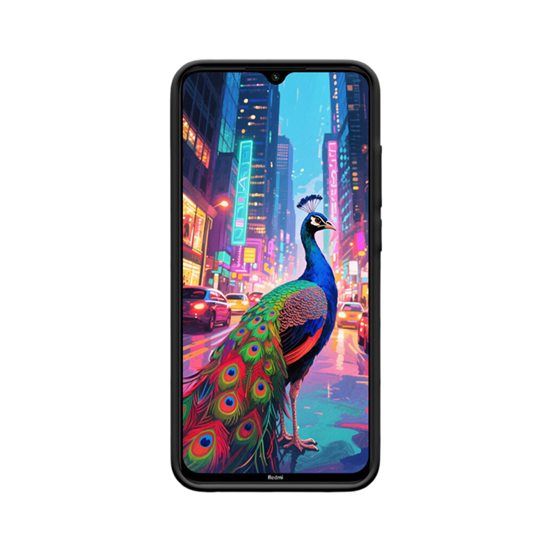 Redmi Note 8 Hülle mit Pfau - Urbaner Zauber im Neonlicht – Bild 2