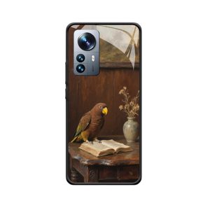 Vintage-Charme: Xiaomi 12 Pro Tasche mit exotischem Papagei-Motiv