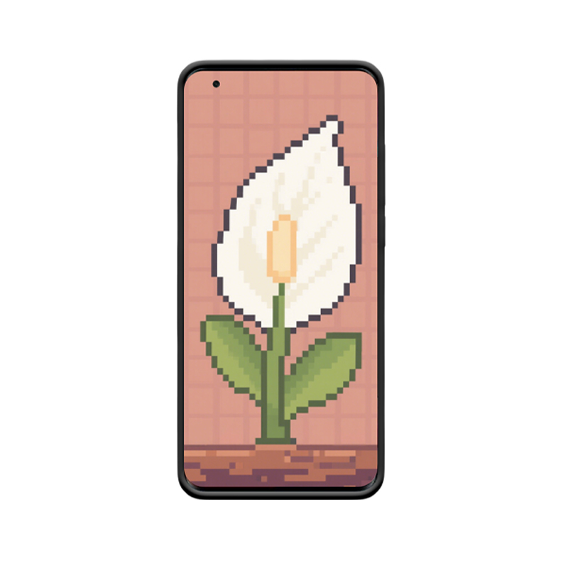 Xiaomi Mi 10 Hoesje: Pixel-Weiße-Blume - Zauber der Spathiphyllum – Bild 2