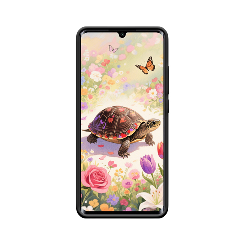 Xiaomi Mi Note 10 Pro Hülle mit Schildkröte - Sanfte Eleganz im Blütenmeer – Bild 2
