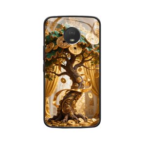Moto E4 Plus Hülle mit Geldbaum - Prächtiges Reichtumserblühen