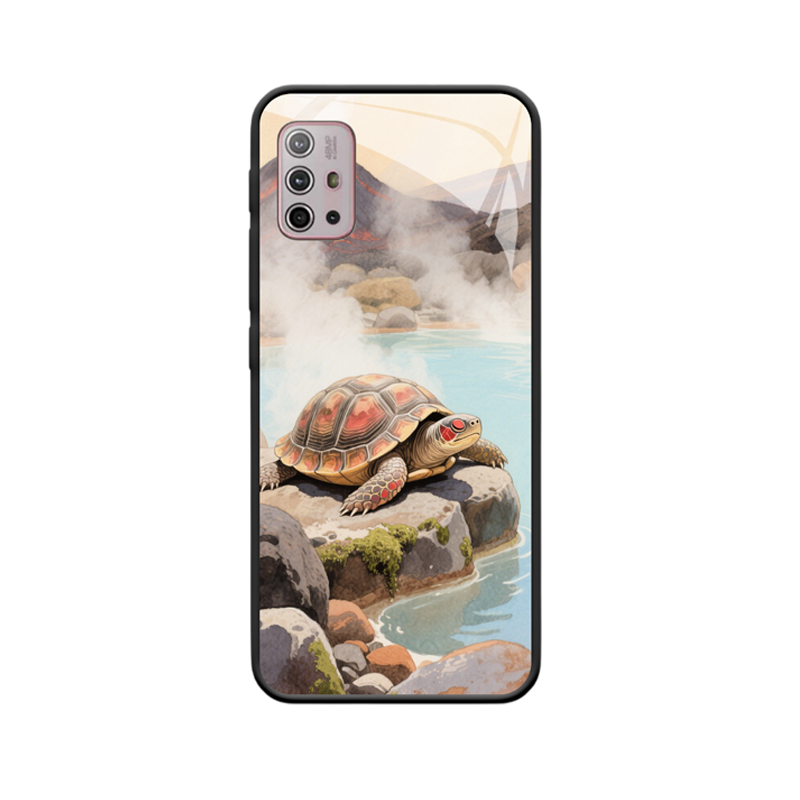 Moto G 10 Hülle und die entspannte Schildkröte im heißen Quellwasser