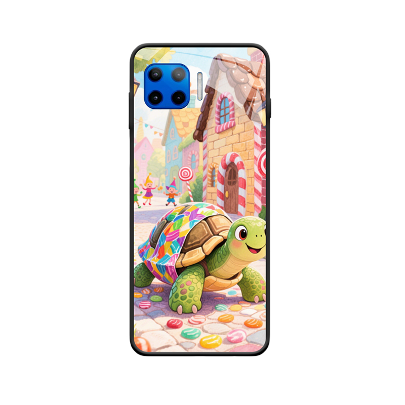 Moto G 5G Plus Hülle und die fröhliche Schildkröte im Zuckerstadt