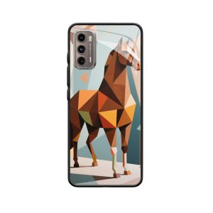Moto G60 Hülle: Die Kraft des Pferdes in geometrischer Kunst